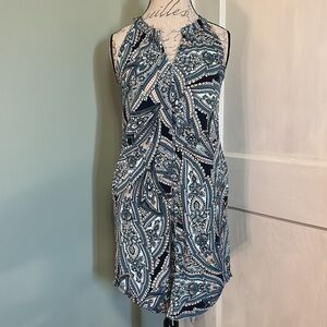 Banana Republic Blue Paisley Navy/Multi Print Halter Dress